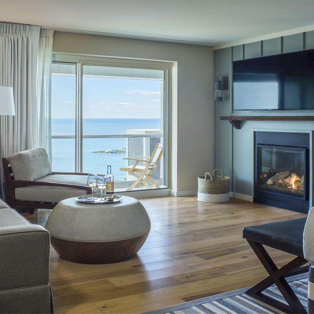 Living room area with a view of the ocean